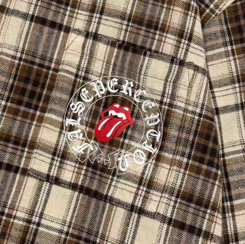 False Perception Rolling Stones Brown Plaid Flannel