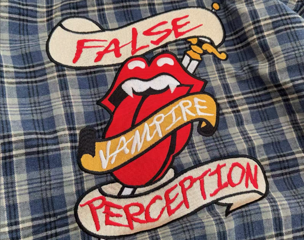 False Perception Banned Vampire Embroidered Flannel
